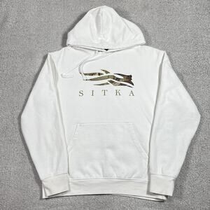 Sitka Hoodie Mens L White Logo Hiking Hunting Outdoor Sweatshirt Pullover
